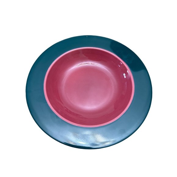 Pagnossin Treviso Ironstone Dark Green & Maroon 4 Pasta Bowls & 3 Salad Plates - Picture 13 of 13